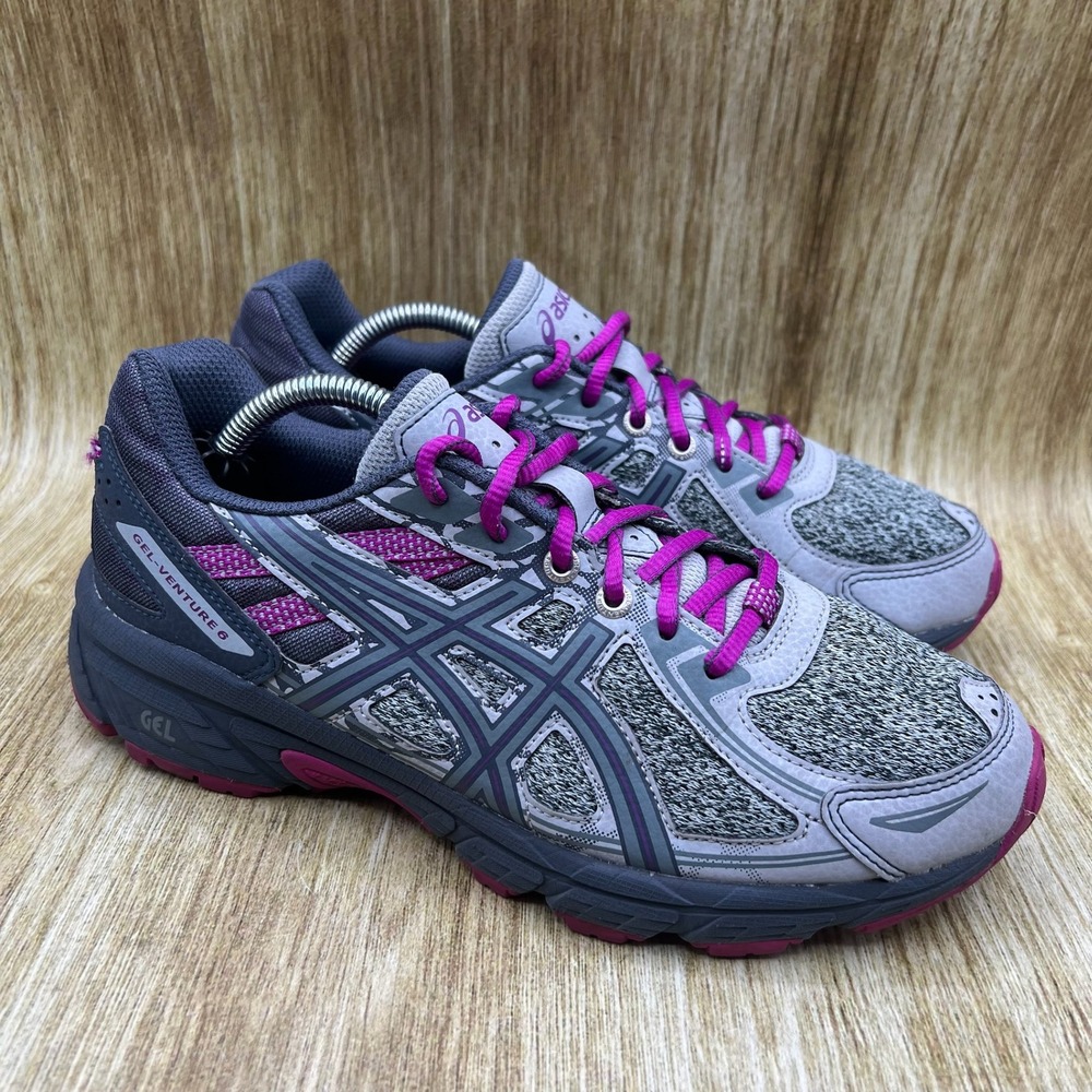 ASICS GEL-Venture 6 Women's‎ Size 8 Running Shoes Gray Purple Trail 1012A504